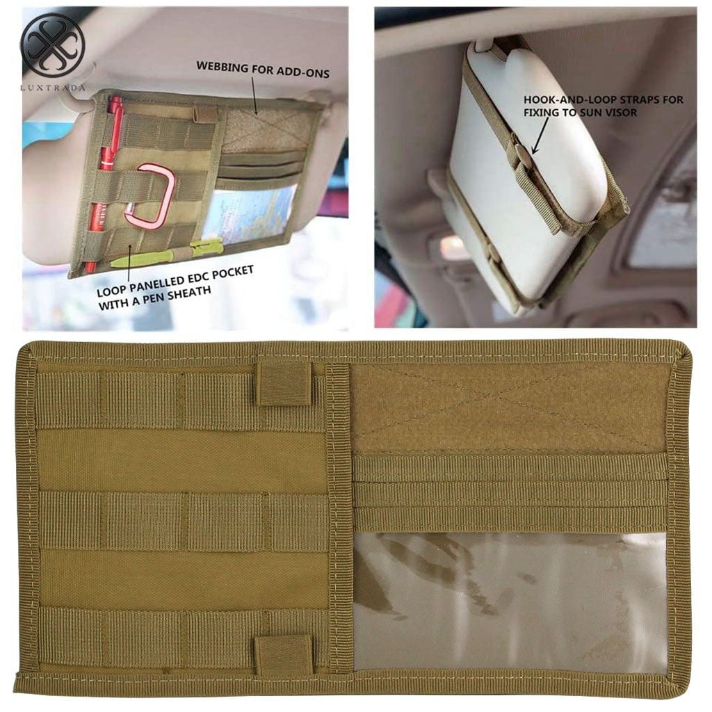 MOLLE Sonnenblende Panel Pass Auto Car Sun Visor Organizer Portable Pouch Bag 