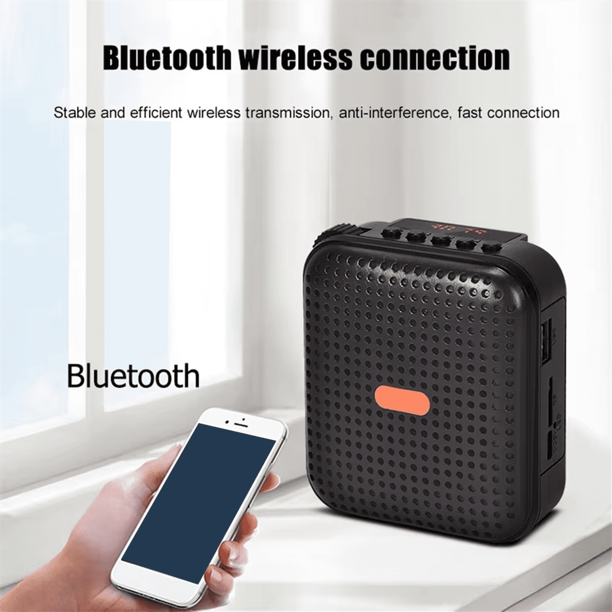 E377 Pro Mini Wireless Classroom Amplifier Multi-Function Portable Voice for Teacher Taining Tour Guide,1 * Wireless Amplifier 1 * Charging Cable 1 * Wireless Headset,Black