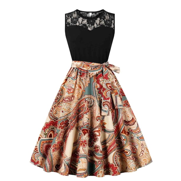 Vestido Largo de Verano, Vestido Casual de Cuello Redondo sin Mangas Impreso Hecho de Poliéster Cómodo para Primavera Verano, Vestido de Verano de Mujer