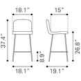 thumbnail image 4 of ZUO Var Counter Chair Yellow, 4 of 11