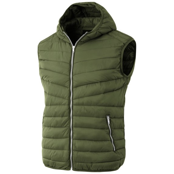 Ma Croix Mens Lightweight Puffer Vest Alternative Down Quilted Hiking Parka with Hood