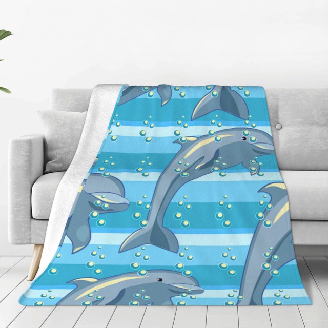 Balery Dolphin Manta de Felpa Suave y Acogedora – Cobija de Franela Aterciopelada para Cama, Lavable y Cálida para Sofá, Mascotas, Transpirable-40"x30"