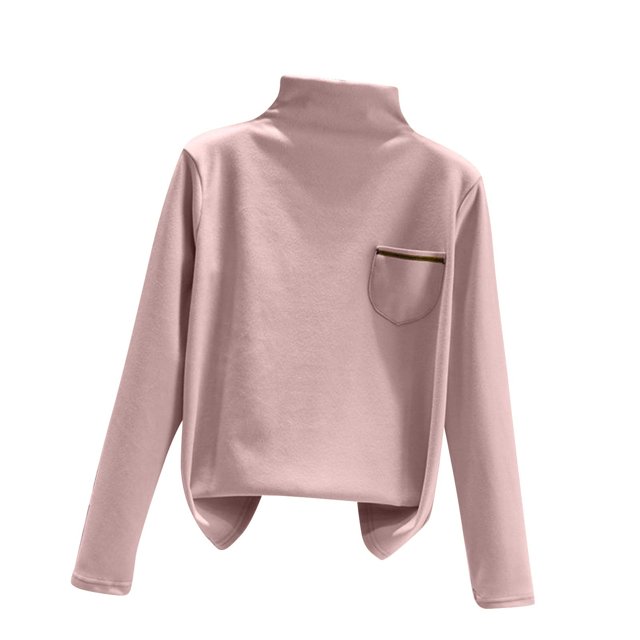 MeetoTime Hauts à Col Montant pour Femmes Automne Confortables Couleur Unie Manches Longues