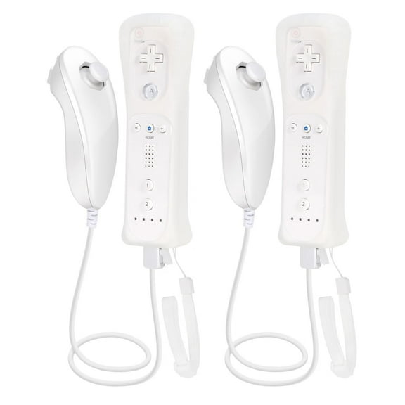 Motion-Sensing Remote Controller with Nunchunk for Wii and Wii U Games - Controller for Wii Remotes - Wii Controller with Nunchunk - Set of 2