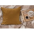thumbnail image 2 of Yellow Chevron Fluffy Throw Pillow Cushion Cover, Chevron Pattern with Yellow and Brown Lines Classical Retro, Rectangle Accent Pillow Case, 36" x 16", Pale Brown Marigold, by Ambesonne, 2 of 5