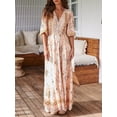 thumbnail image 2 of Biekopu Women Summer Bohemian Dress Casual V Neck Flowy Long Party Dress with Pocket for Beach Cocktail Streetwear, 2 of 9