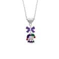 thumbnail image 2 of Delight Jewelry Silvertone Mardi Gras Jester Purple Bow Heart Necklace, 2 of 4
