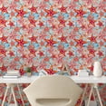 thumbnail image 2 of Ambesonne Starfish Pattern Peel & Stick Wallpaper for Home, Wavy Back Animals, 13"x72", Dark Coral Sea Blue Ivory, 2 of 5