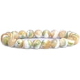 thumbnail image 1 of Angelstones Bracelet Extensible Unisexe en Perles Rondes de 8 mm avec Pierre Précieuse Tridacna Vert Émeraude Naturel, 1 of 2