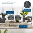 thumbnail image 3 of Modway Stance Ensemble de Canapé Sectionnel d'Extérieur en Aluminium de 5 Pcs pour Patio, Gris Charbon, 3 of 11