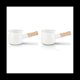 thumbnail image 1 of 2X Sartén de Leche de Esmalte, Calentador de Mantequilla Mini Sartén de Olla Esmalte de 10 cm con Manejar Madera, Tamaño para Calentar Porciones Líquidas Pequeñas.(Blanco), 1 of 5