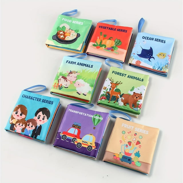 QJUHUNG 8-Piece Baby Cloth Books Toys Set - Ultra-Durable Teething-Friendly and Cognitive Development-Stimulating - Perfect for Early Learning and Education