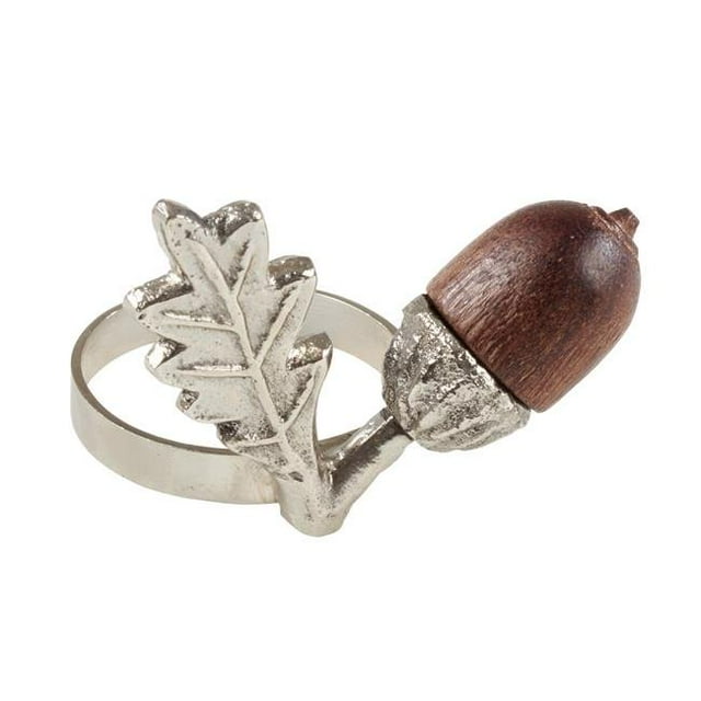 SARO NR732.S Acorn Design Napkin Ring Silver - Set of 4