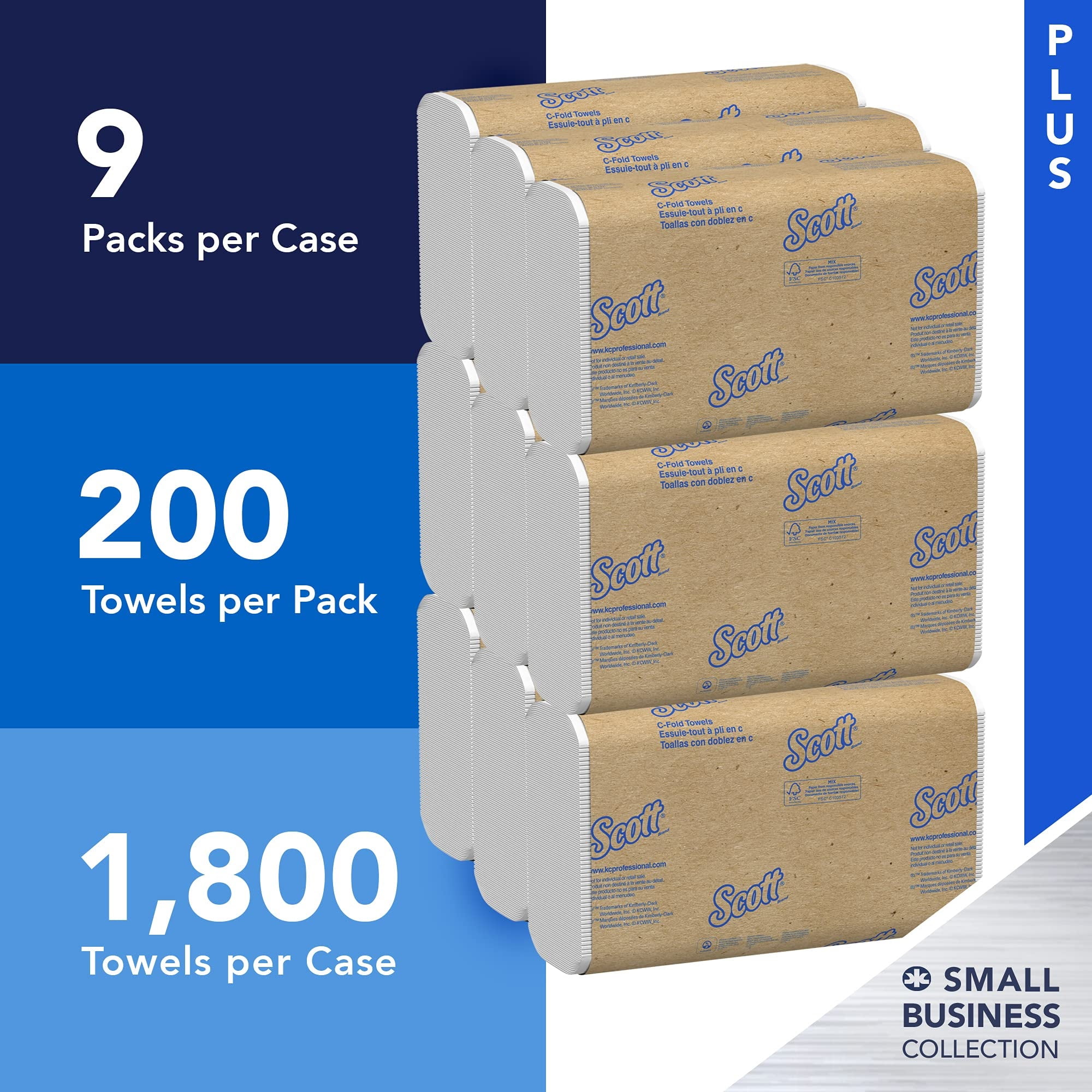 Scott C-Fold Paper Towels, Convenience Pack, 10 1/8 x 13 3/20, White, 200/Pack