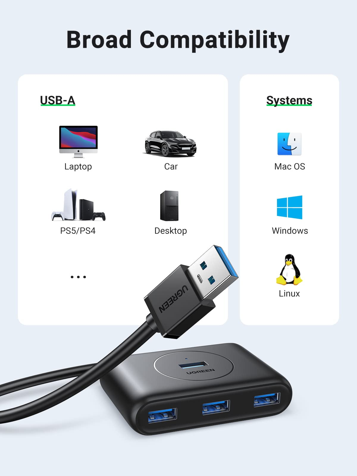 UGREEN HUB USB 3.0 A a 4 puertos USB 3.0 A