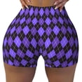 thumbnail image 2 of Fotbe purple argyle Seamless Shorts, Womens Workout Shorts High Waist Stretch Booty Short for Gym/Yoga/Running/Biking-XX-Large-Medium, 2 of 8