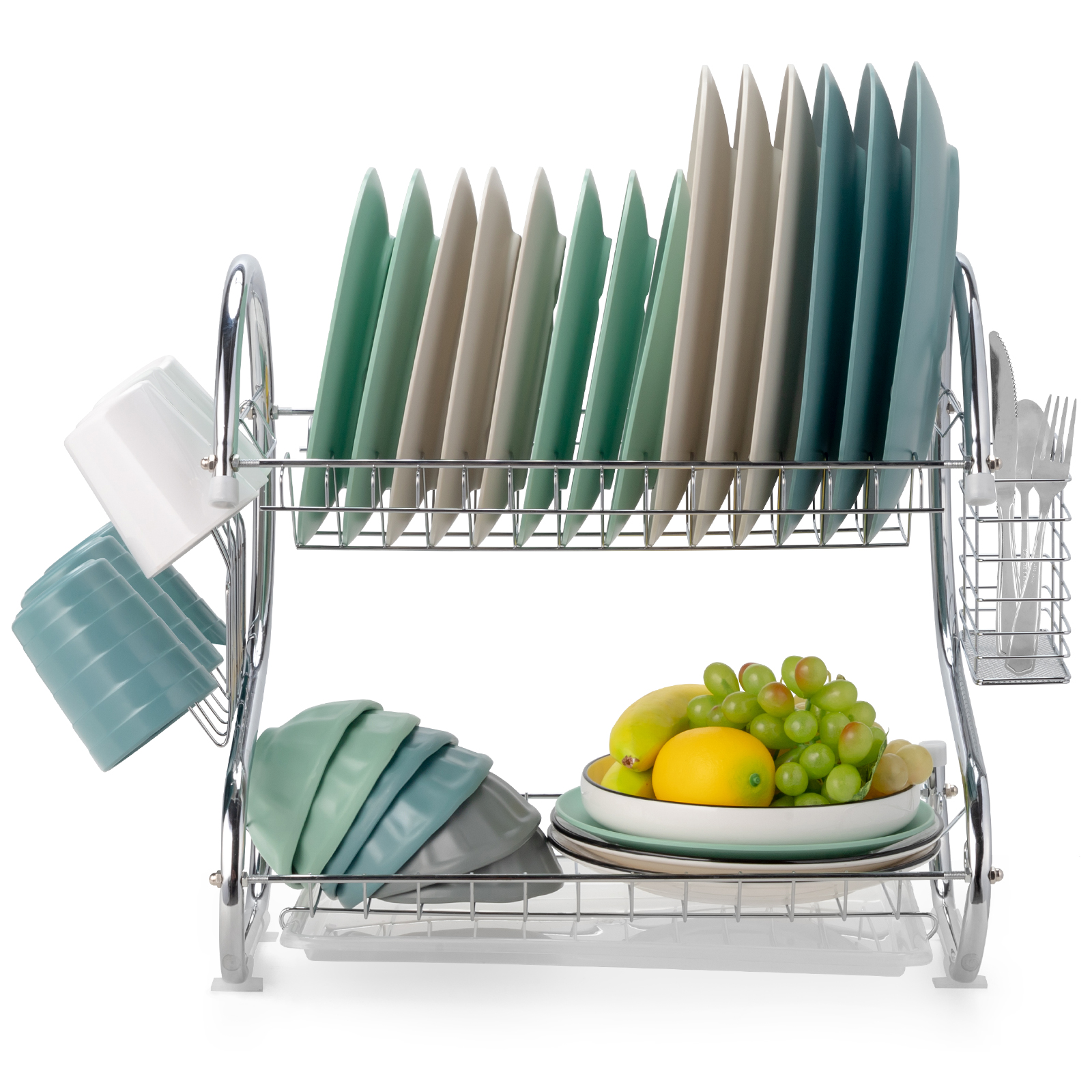 Ktaxon Kitchen Stainless Steel Dish Cup Drying Rack Holder 2-Tier Dish Rack Sink Drainer - image 3 of 11