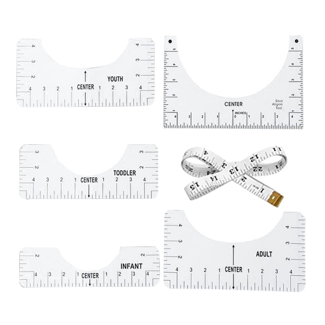 IMENGL Clearance! Delayuji Measuring Tool Ruler Crewneck T Shirt Alignment Ruler Pvc Sewing Collar Measuring Clothes Tool Ruler Set Crewneck T Shirt Centering Ruler One Size Clear