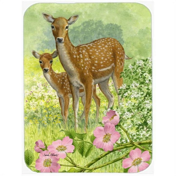 Carolines Treasures  Fallow Deer & Calf Glass Cutting Board- Large