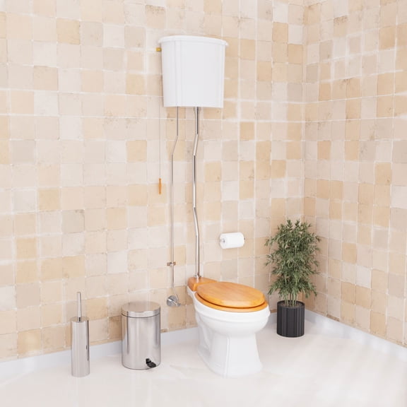 Renovator's Supply White High Tank Pull Chain Toilet with Round Bowl Chrome Z-Pipe