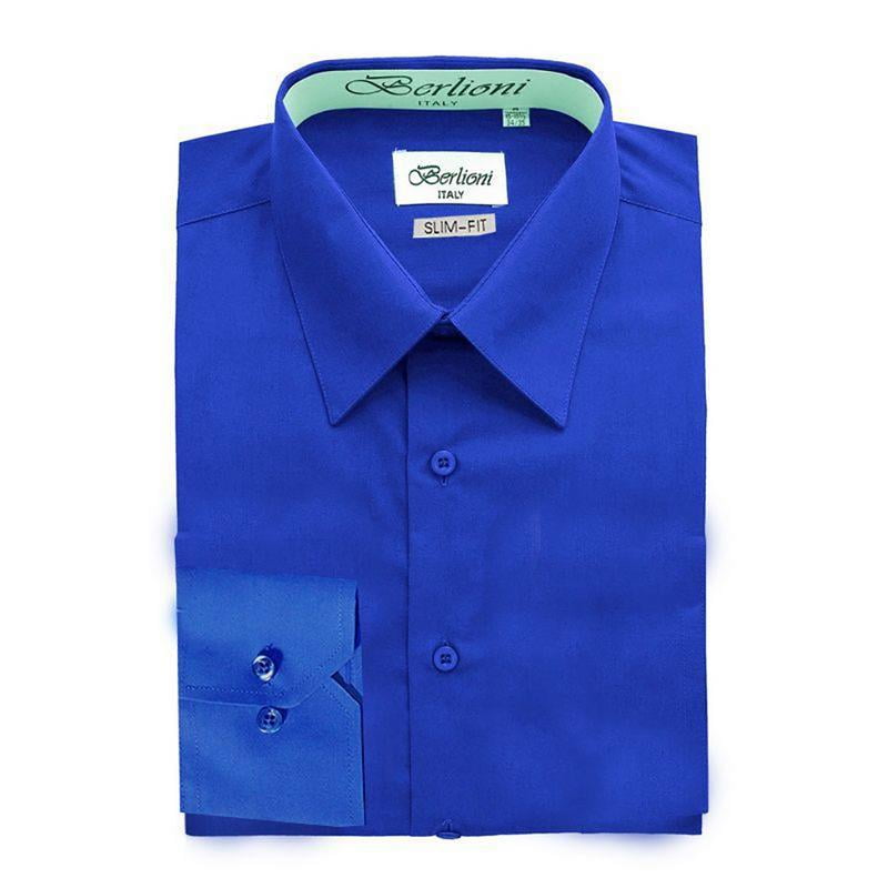 slim fit royal blue dress shirt