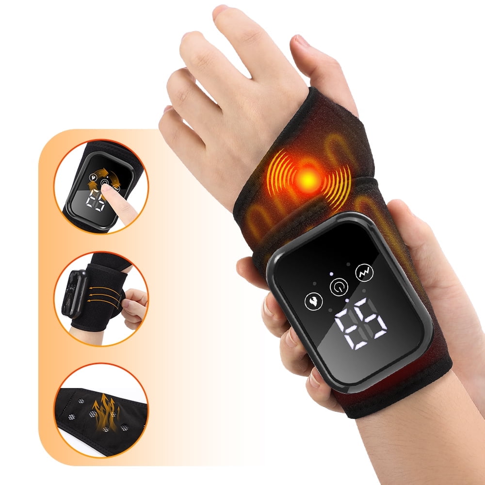 Rechargeable Cordless Wrist Heating Pad, Multiple Heat & Vibration Modes, Heated Wrist Warmer for All-Day Comfort, Ideal Wrist Wrap for Daily Care, Office Typing, Gaming, Outdoor Errands