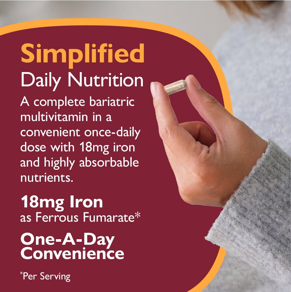 Celebrate Vitamins CelebrateONE 18 Once Daily Bariatric Multivitamin with Iron Capsules, 18 mg of Iron, 30 count