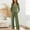 Army Green, variant on Women's 2 Piece Ribbed Matching Outfit Set Button V Neck Long Sleeve Shirts Wide Leg Long Pants Loose Casual Lounge Sets Elastic Waist Drawstring Pants Loungewear Pajamas Tracksuit