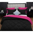 thumbnail image 6 of D.N.G. BEDDINGS 5 Piece Luxury Reversible Diamond Pattern Comforter Set Premium Super Soft, All Season 800 TC, 100% Egyptian Cotton King/California King Size Hot Pink/Black Solid Color, 6 of 7