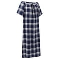 thumbnail image 3 of Women's Plus Size Nightgown Floral Print Long Sleepshirt Short Sleeve Square Neck Nightdress Comfy Lace Neckline Oversized Pajama Dress ,Navy Plaid XL-5XL, 3 of 9