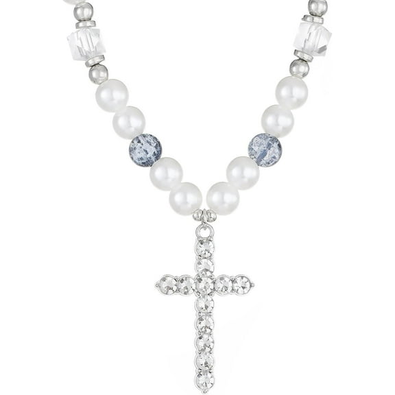 Cross Pearl Necklace Crucifix Church Choker Necklace,Faith Necklace
