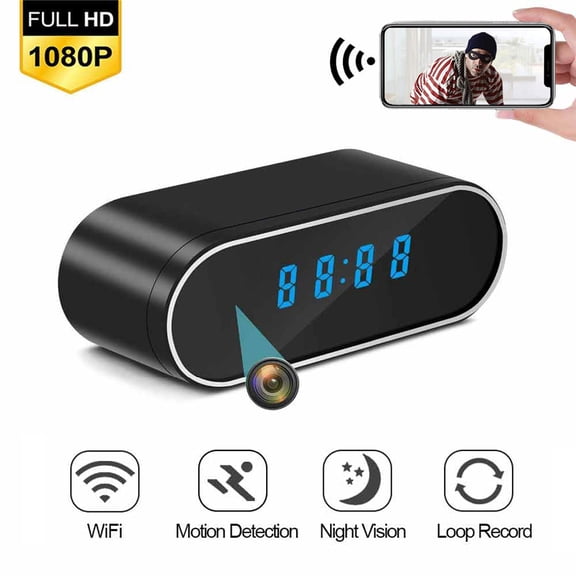 Clock Camera - Wireless Full HD 1080P Cams - WiFi Mini Cameras Clock with Night Vision - Indoor Camera for Home Security -included 32GB memorry card