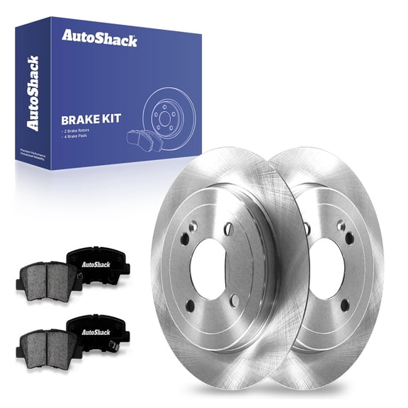 AutoShack 10.31" (262 mm) Rear Solid Brake Rotors   Premium Ceramic Brake Pads | Replacement for 2018-2023 Kia Rio 2018-2022 Hyundai Accent | 6-PC Brake Kit