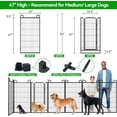 thumbnail image 4 of Dog Playpen Outdoor 32 Piece Panels Heavy Duty Dog Fence 47" Height Anti-Rust with Doors Portable for RV Camping Yard, Total 71FT, 406 Sq.ft, Snowy Black, 4 of 9