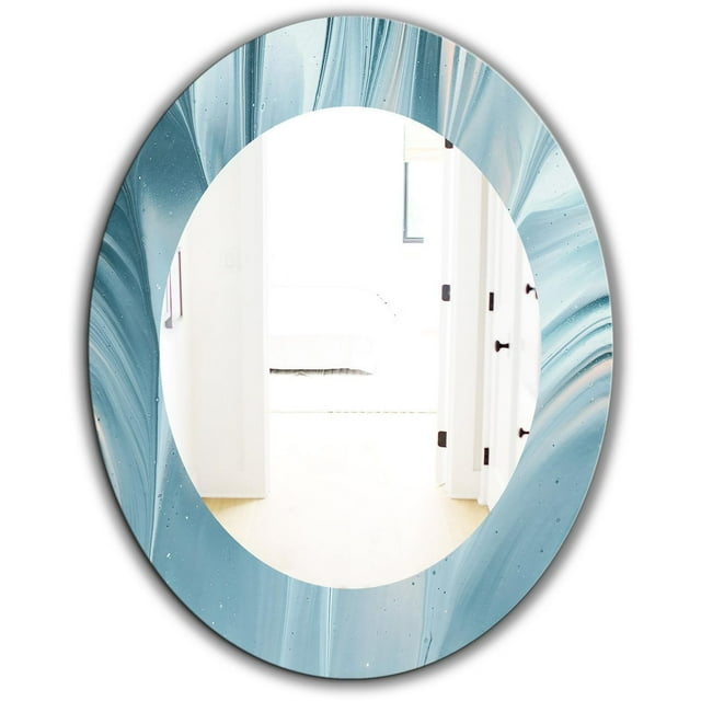 Designart 'Blue Modern Water III' Miroir Moderne - Miroir Mural Ovale ou Rond - 24x36