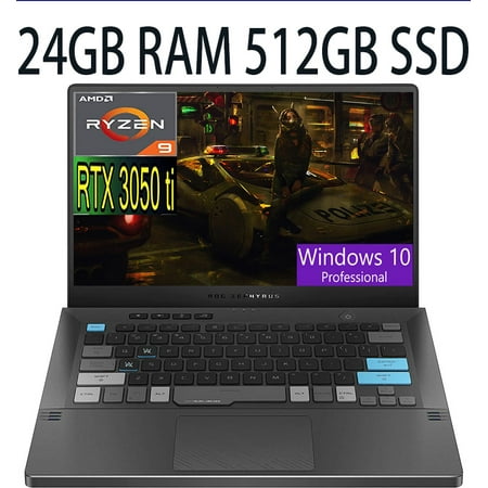 ASUS ROG Zephyrus G14 14 Special Edition Gaming Laptop, AMD 8-Core Ryzen 9 5900HS (Beat i7-10370H) GeForce RTX 3050 Ti 4GB, 24GB DDR4 512GB PCIe SSD, 14" WQHD (2560 x 1440) Display, Windows 10 Pro