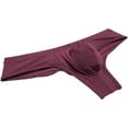 thumbnail image 3 of Botmois Men Stripe Thin Ice Silk Bikini Briefs Panties Enhance Pouch Underwear Underpants Wine Red M, 3 of 3