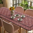 thumbnail image 3 of Red Boho Table Cloths for 8 Foot Rectangle Tables, Vintage Ethnic Tribe Abstract Art Floral Patio Waterproof Elastic Fitted Tablecloths, Washable Rectangular Table Cover for Camping, 3 of 8