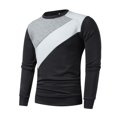 thumbnail image 3 of XAOWF Men'S Casual Sweatshirt Round Neck Patchwork Simple Knit Loose Fit Long Sleeve Stylish Pullover Street Style 2025 Autumn Comfort Breathable Tops, 3 of 4