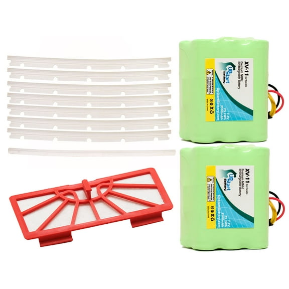 2-Pack Neato XV-15 Battery, Filter, Blades and Squeegee - Kit Includes 2 Neato Battery, 1 Filter, 6 Blades and 1 Squeegee (3500mAh, 7.2V, NI-MH)
