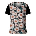 thumbnail image 4 of Herrnalise Women's Classic-Fit 100% Cotton Short-Sleeve T-Shirt Women Casual T-shirt Floral Printed V-Neck Short Sleeve Pullover Blouse Tops, 4 of 5