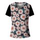thumbnail image 4 of Camiseta informal para mujer con estampado floral y cuello en V, manga corta, jersey, blusa, tops Fridja  bn6032, 4 of 5