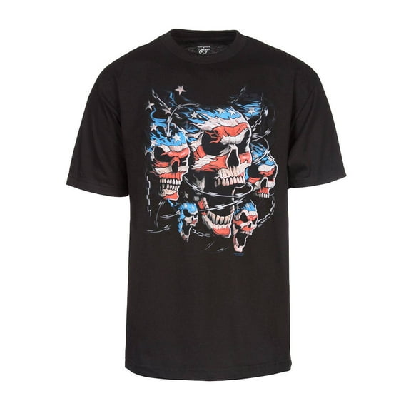 Men's Patriotic Skulls Short-Sleeve T-Shirt, Black Small