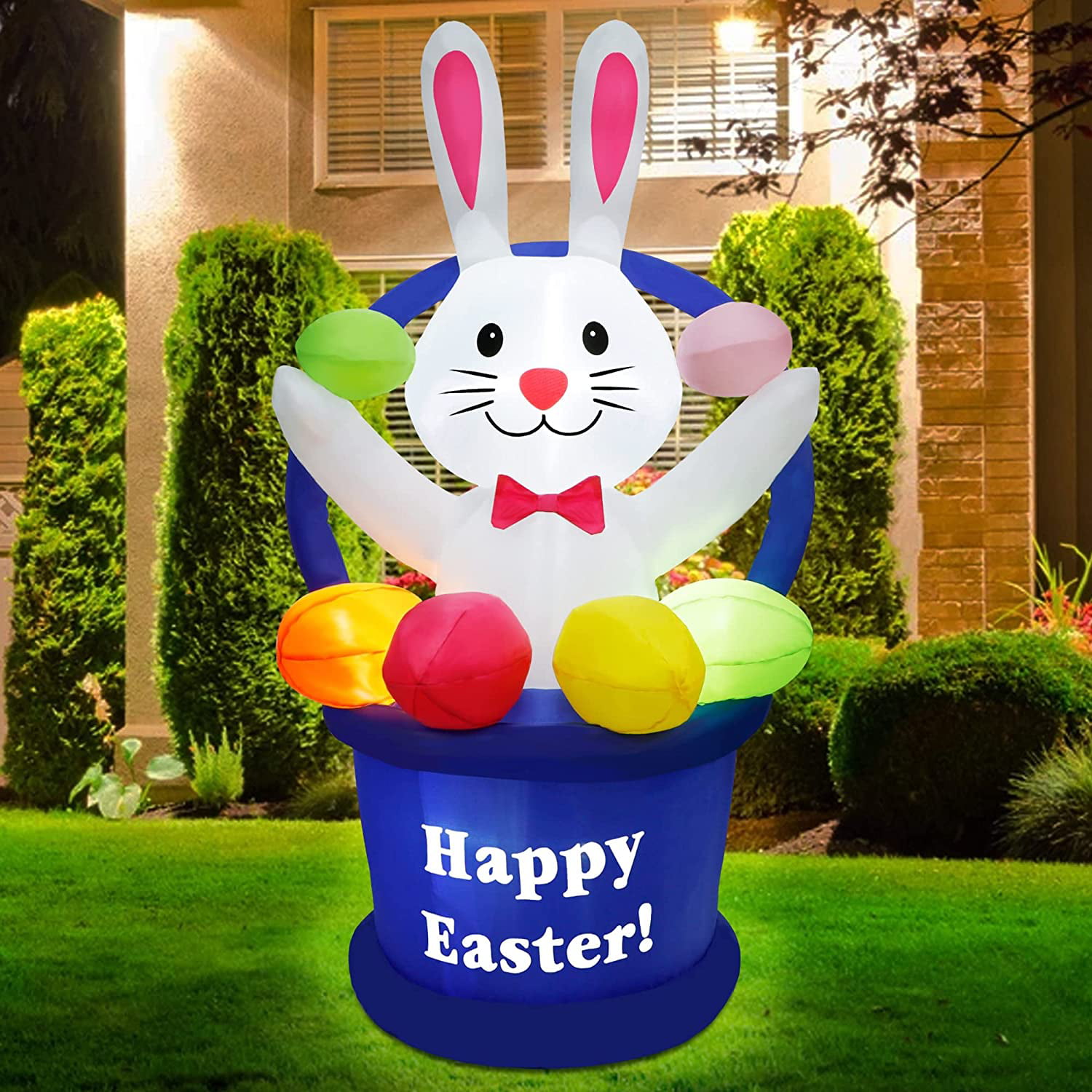Easter Bunny Lighted Inflatable Airblown Yard Decoration Indoor/Outdoor Yard Art 