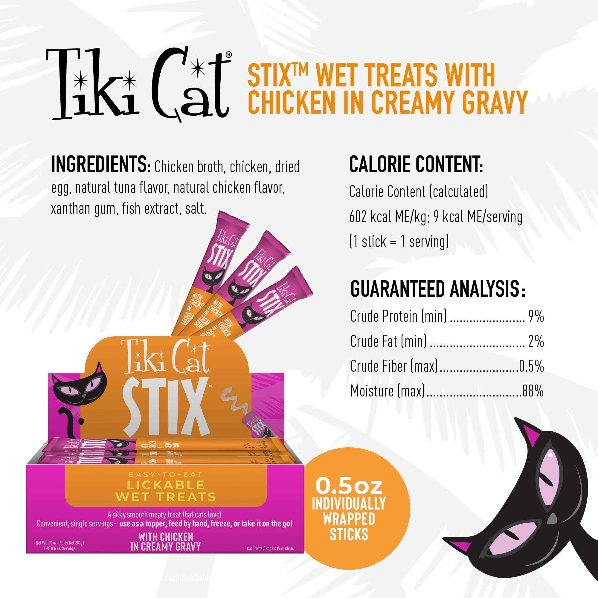 (2 pack) Tiki Cat Stix Wet Cat Treats, Chicken, 0.5 oz. Tubes (20 Count)