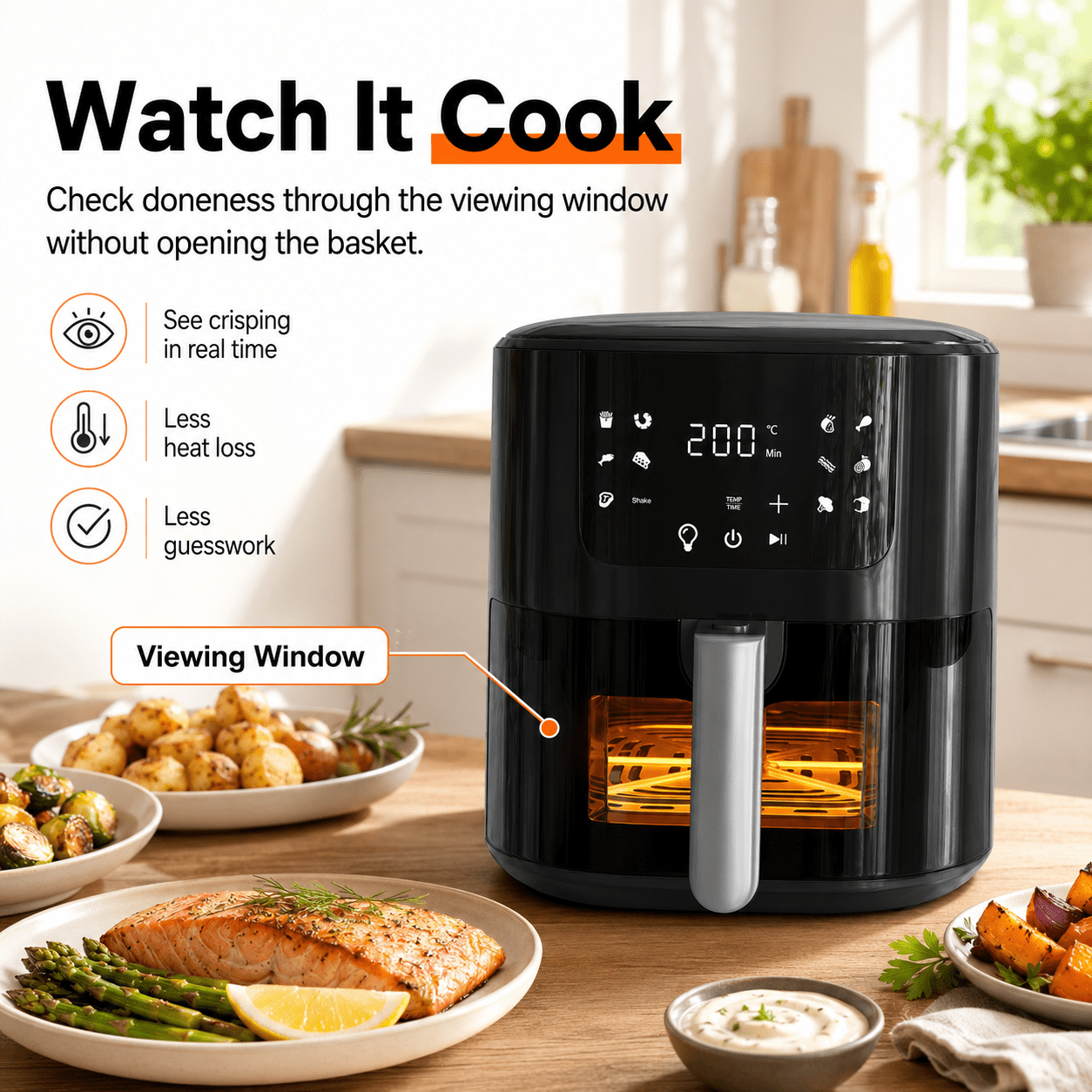 COMHOMA 5.5 QT Air Fryer, 8-in-1 Digital Countertop Air Fryer with Touchscreen, 360° Hot Air Circulation, Shake Reminder, Nonstick Dishwasher-Safe Basket