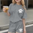 thumbnail image 2 of Babcutegg Girls Summer Printed Short Sleeve Round Neck Top and Matching Shorts Two-Piece Set – Lightweight Casual Outfit for Warm Weather Wear Gray Size 14-15, 2 of 9