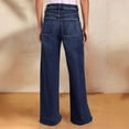 thumbnail image 2 of Vaqueros de pierna ancha for mujer, talle alto, holgados, pierna recta, pantalones de mezclilla elásticos, pantalones vaqueros elásticos con cordones y bolsillos, 2 of 7