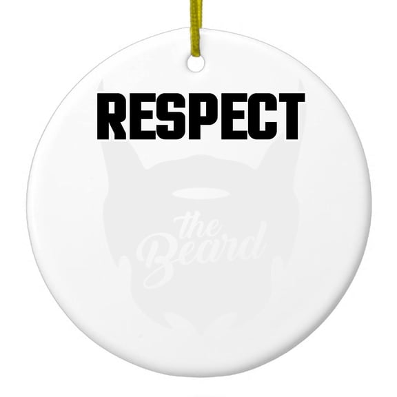 DistinctInk Hanging Ceramic Christmass Tree Ornament with Gold String - Great Gift / Present - 2 3/4 inch diameter - Respect the Beard