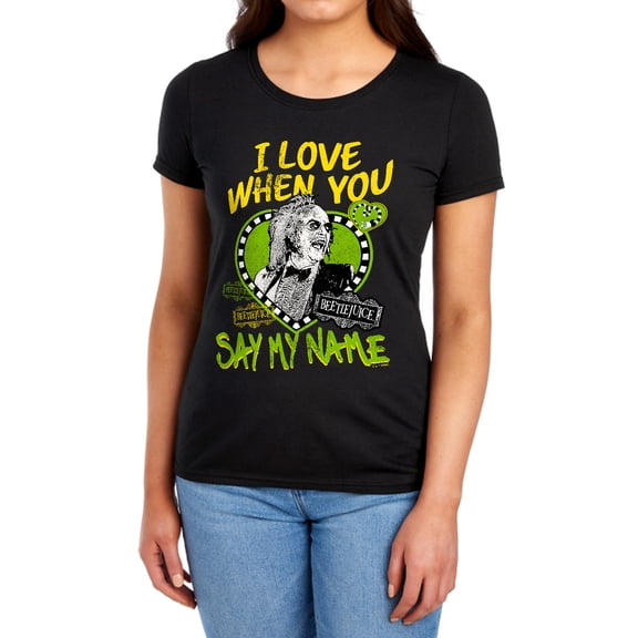 Beetlejuice Say My Name Valentine Women's T Shirt, Black, Large